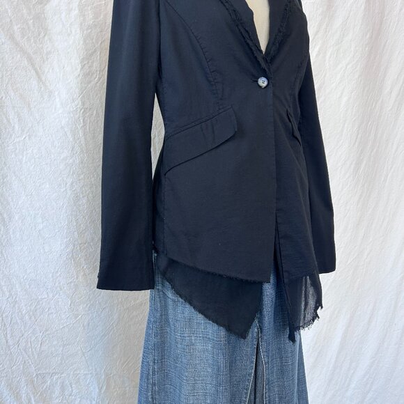 All Saints - Black Cotton Blazer w/ Gauze underlay - Picture 2 of 6